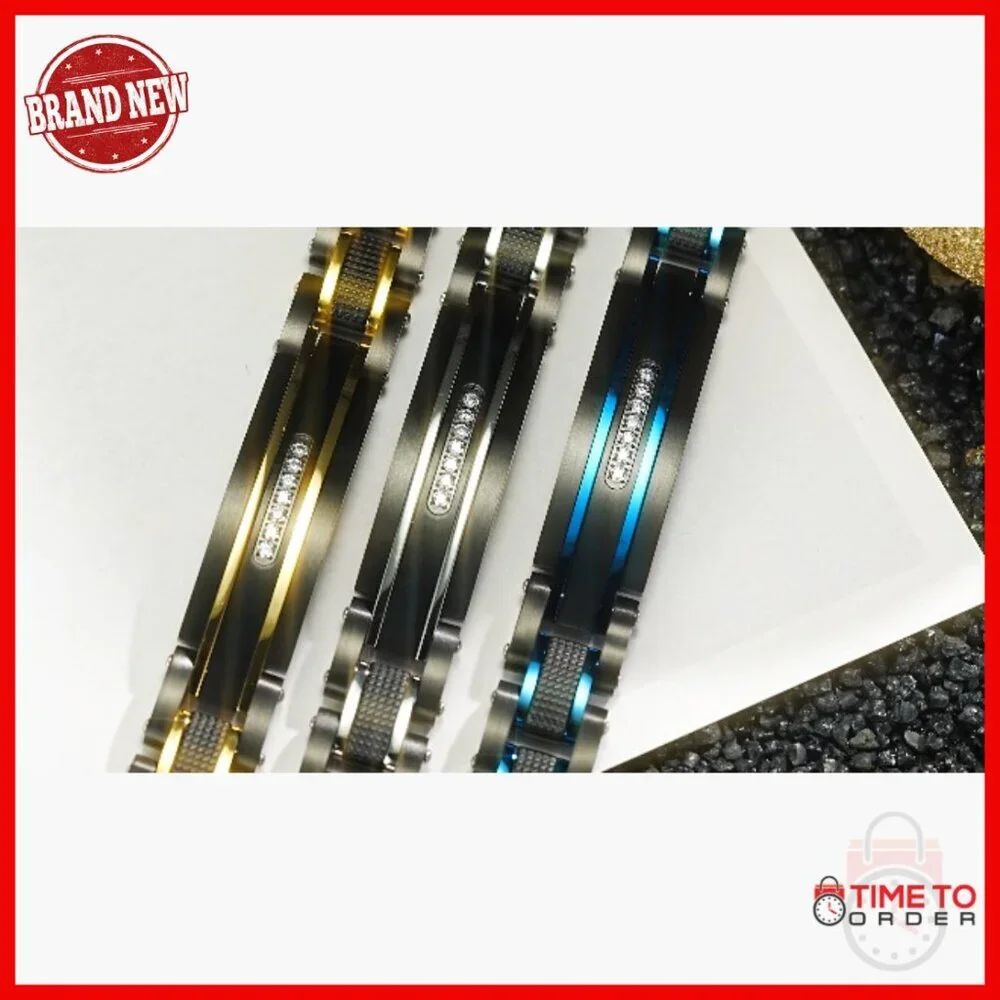 Stainless Steel Link Bracelet with Hidden Clasp for Men